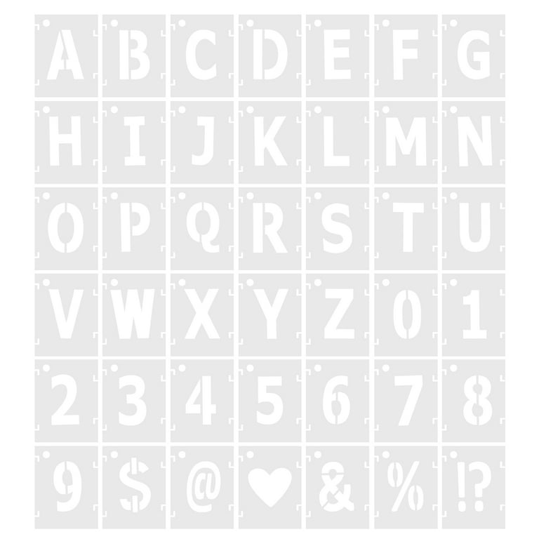 Uxcell 1 Inch Letter Number Stencils 1.5 Width Reusable Alphabet Numbers  Symbol Templates Set with Ring, White 42 Pack