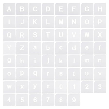 Uxcell 1 Inch Letter Number Stencils 2.5" Width Reusable Alphabet Numbers Templates Set with Ring, White 62 Pack
