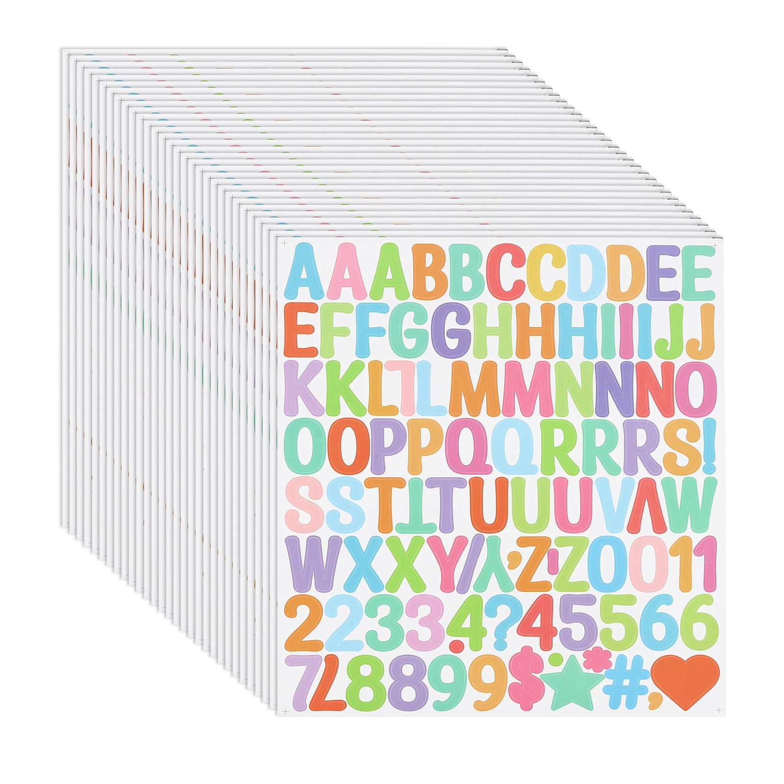 Uxcell 1 Inch Letter Stickers, 30 sheet Alphabet Number Stickers Self Adhesive Handwriting Vinyl Stick on Letters for Mailbox Number Scrapbooking Sign Bottles Craft, Bright Colorful