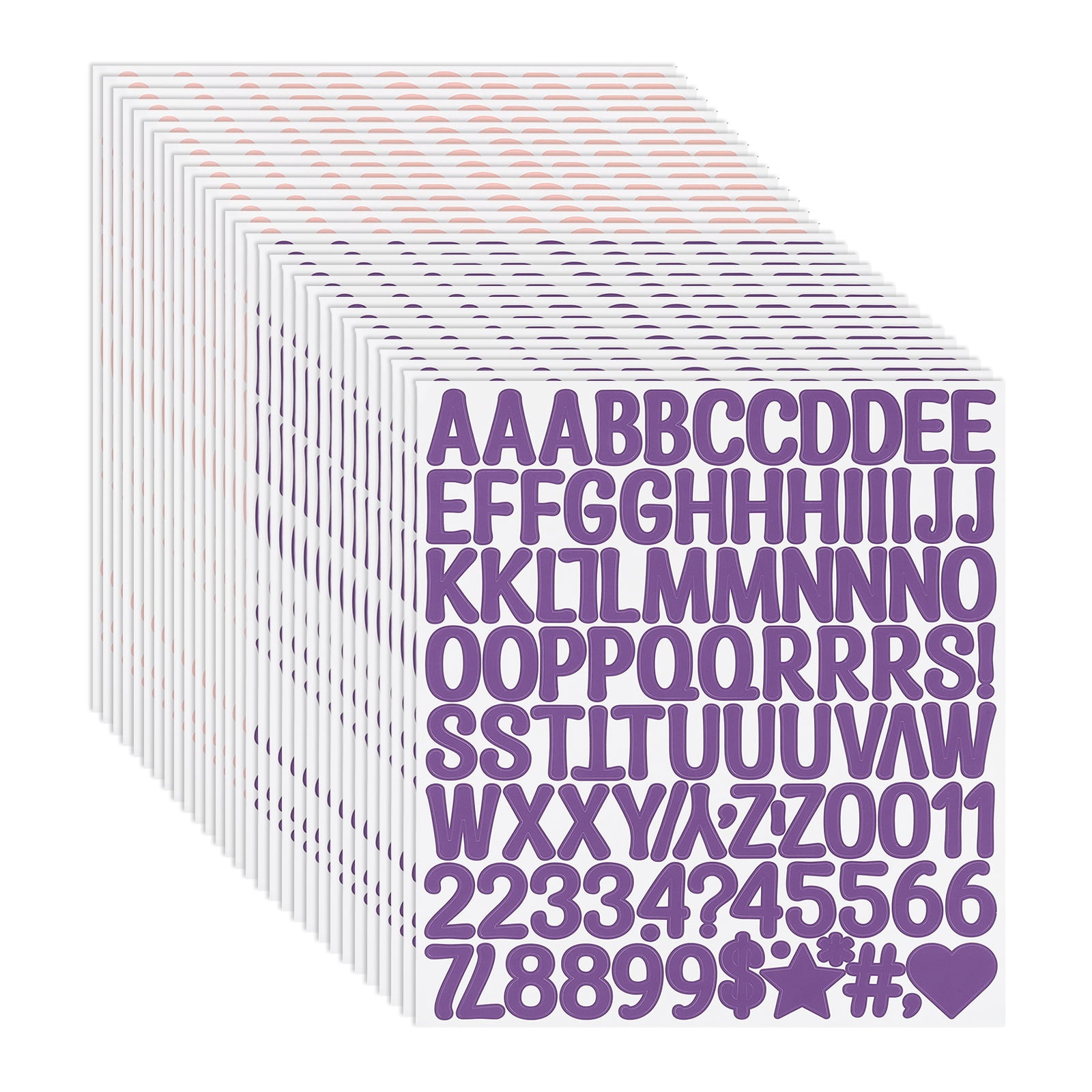 Uxcell 1 Inch Letter Stickers, 30 sheet Alphabet Number Stickers Self Adhesive Handwriting Vinyl Stick on Letters for Mailbox Number Scrapbooking Sign Bottles Craft, Pink and Purple