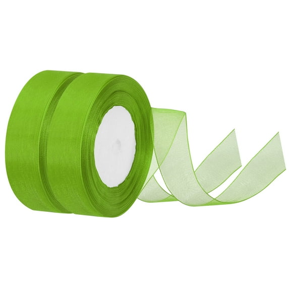 Uxcell 1 Inch Organza Ribbon 100 Yard Gift Wrapping Ribbon Grass Green, 2 Roll (50Yard/Roll)