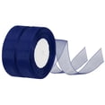 thumbnail image 1 of Uxcell 1 Inch Organza Ribbon 100 Yard Gift Wrapping Ribbon Navy Blue, 2 Roll (50Yard/Roll), 1 of 6