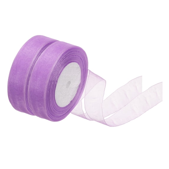 Uxcell 1 Inch Organza Ribbon 100 Yard Gift Wrapping Ribbon Pink Purple, 2 Roll (50Yard/Roll)