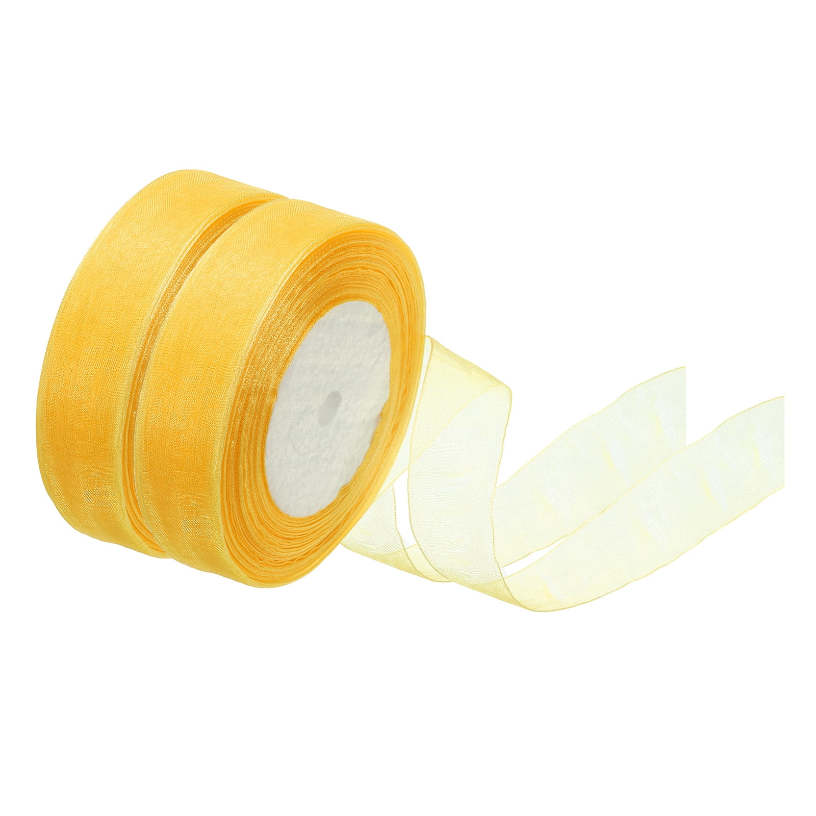 Uxcell 1 Inch Organza Ribbon 100 Yard Gift Wrapping Ribbon Yellow, 2 ...