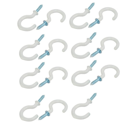 Uxcell 1 Inch Plastic Coated Screw-in Open Cup Ceiling Hooks Hangers White 15pcs