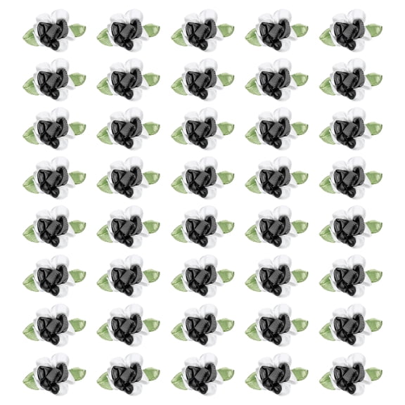 Uxcell 1 Inch Ribbon Flowers Bows for Crafts Mini Satin Roses Flowers for Wedding Home Decor Black/White 40 Pack