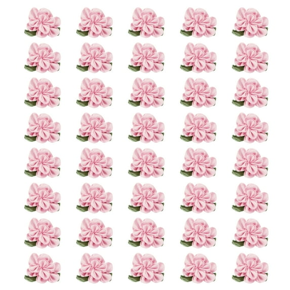 Uxcell 1 Inch Ribbon Flowers Bows for Crafts Mini Satin Roses Flowers for Wedding Home Decor Dark Pink 40 Pack