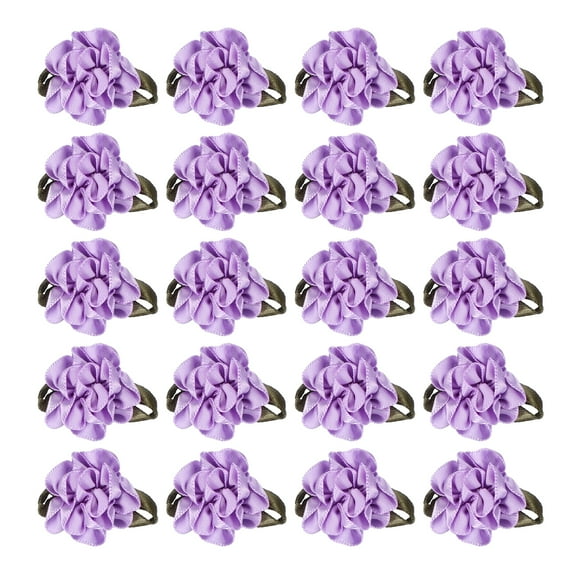 Uxcell 1 Inch Ribbon Flowers Bows for Crafts Mini Satin Roses Flowers for Wedding Home Decor Purple 20 Pack