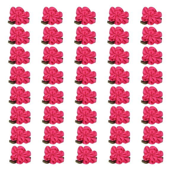 Uxcell 1 Inch Ribbon Flowers Bows for Crafts Mini Satin Roses Flowers for Wedding Home Decor Rose Red 40 Pack