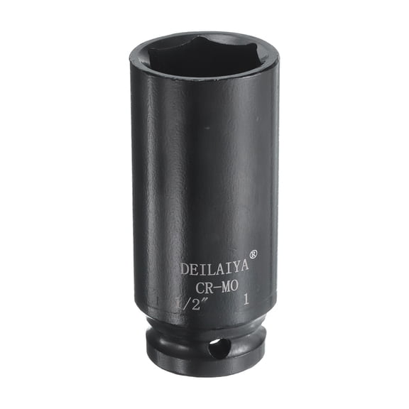 Uxcell 1 Inch SAE Deep Impact Socket 1/2 Inch Drive 6 Point Design CR-MO Steel Nut Impact Grade Socket