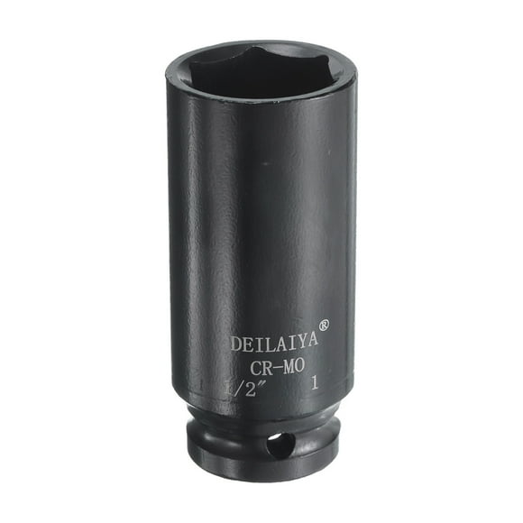 Uxcell 1 Inch SAE Deep Impact Socket 1/2 Inch Drive 6 Point Design CR-MO Steel Nut Impact Grade Socket