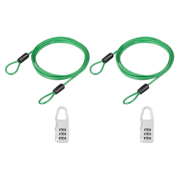 Uxcell 1 Inch Safety Cable Wire, 1.64 ft Double Loop Heavy Duty Steel Loop Cable Braided Wire Rope Security Chain Lanyard with Lock for Outdoor Stage Lighting Luggage Lock, Red