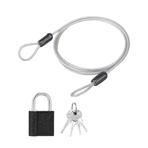 Uxcell 1 Inch Safety Cable Wire, 1.64 ft Double Loop Heavy Duty Steel Loop Cable Braided Wire Rope Security Chain Lanyard with Lock for Outdoor Stage Lighting Luggage Lock, Red