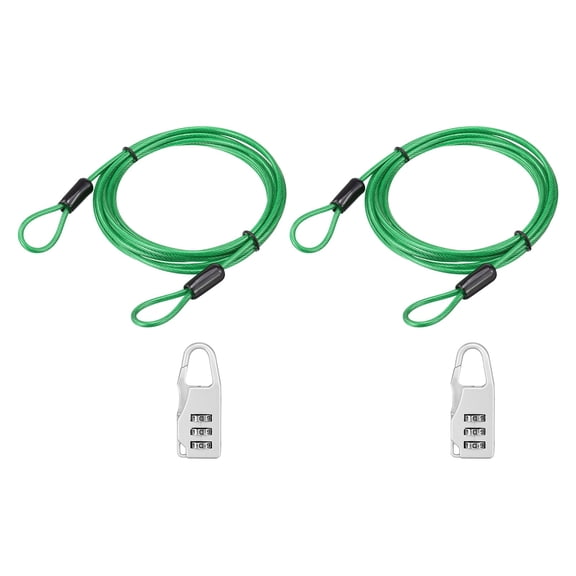Uxcell 1 Inch Safety Cable Wire, 1.64 ft Double Loop Heavy Duty Steel Loop Cable Braided Wire Rope Security Chain Lanyard with Lock for Outdoor Stage Lighting Luggage Lock, Red