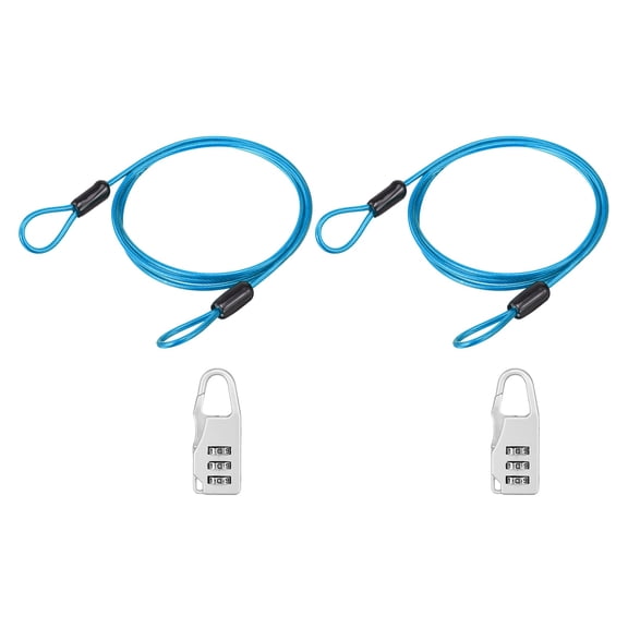 Uxcell 1 Inch Safety Cable Wire, 1.64 ft Double Loop Heavy Duty Steel Loop Cable Braided Wire Rope Security Chain Lanyard with Lock for Outdoor Stage Lighting Luggage Lock, Red