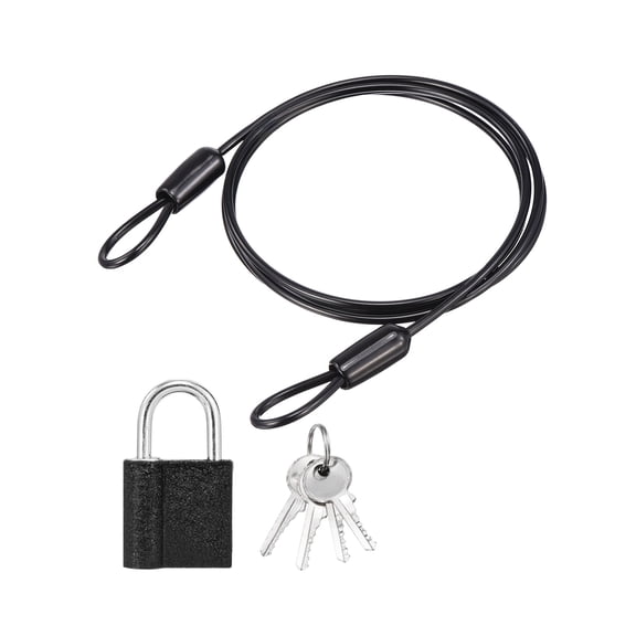 Uxcell 1 Inch Safety Cable Wire, 1.64 ft Double Loop Heavy Duty Steel Loop Cable Braided Wire Rope Security Chain Lanyard with Lock for Outdoor Stage Lighting Luggage Lock, Red