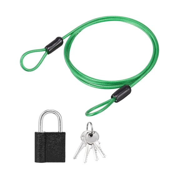 Lock Rope Chain Uxcell 1 Inch Safety Cable Wire, 1.64 ft Double Loop Heavy Duty Steel ...
