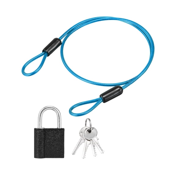 Uxcell 1 Inch Safety Cable Wire, 1.64 ft Double Loop Heavy Duty Steel Loop Cable Braided Wire Rope Security Chain Lanyard with Lock for Outdoor Stage Lighting Luggage Lock, Red