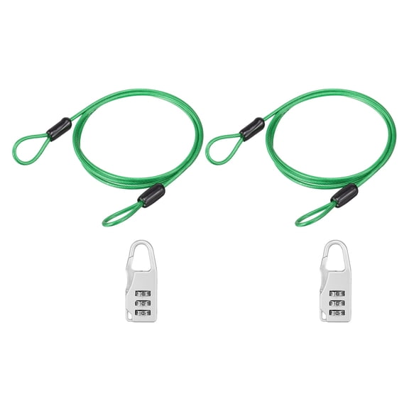 Uxcell 1 Inch Safety Cable Wire, 1.64 ft Double Loop Heavy Duty Steel Loop Cable Braided Wire Rope Security Chain Lanyard with Lock for Outdoor Stage Lighting Luggage Lock, Red