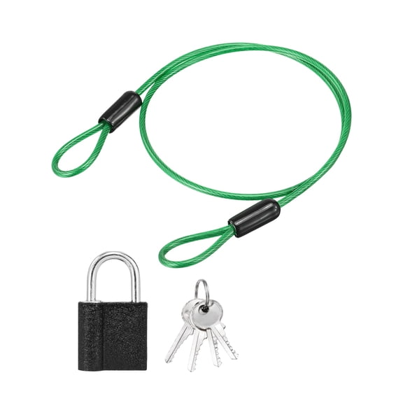 Uxcell 1 Inch Safety Cable Wire, 1.64 ft Double Loop Heavy Duty Steel Loop Cable Braided Wire Rope Security Chain Lanyard with Lock for Outdoor Stage Lighting Luggage Lock, Red