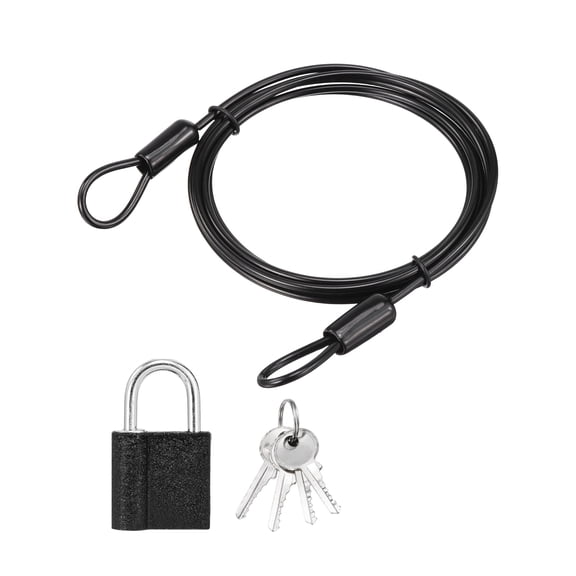 Uxcell 1 Inch Safety Cable Wire, 1.64 ft Double Loop Heavy Duty Steel Loop Cable Braided Wire Rope Security Chain Lanyard with Lock for Outdoor Stage Lighting Luggage Lock, Red