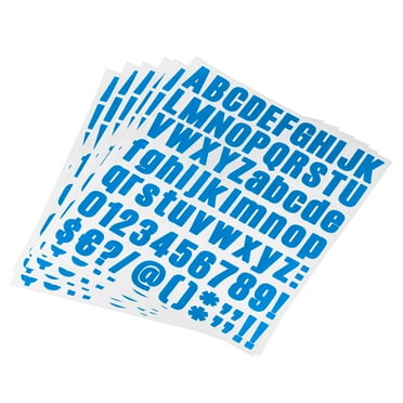 Uxcell 1 Inch Self Adhesive Waterproof Vinyl Letter Number Sticker Set, 6 Sheet Light Blue