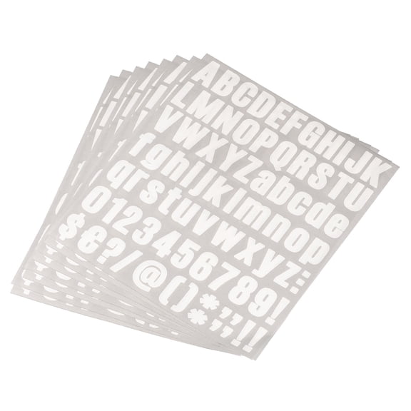 Uxcell 1 inch Self Adhesive Waterproof Vinyl Letter Number Sticker Set, 8 Sheet White