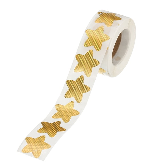 Uxcell 1 Inch Star Stickers Roll, 500 Pcs Self-Adhesive Block Flash Stars Labels for Teacher Office DIY Scrapbook, Gold