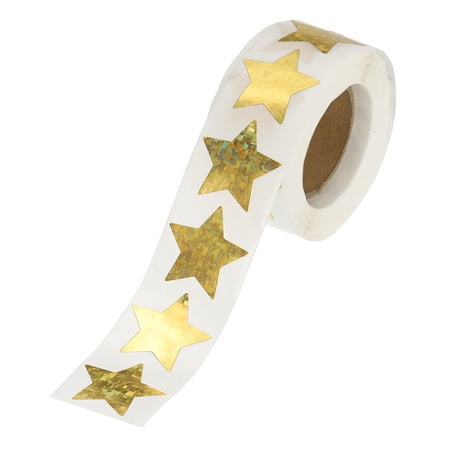 Uxcell 1 Inch Star Stickers Roll, 500 Pcs Self-Adhesive Block Flash Stars Labels for Teacher Office DIY Scrapbook, Yellow