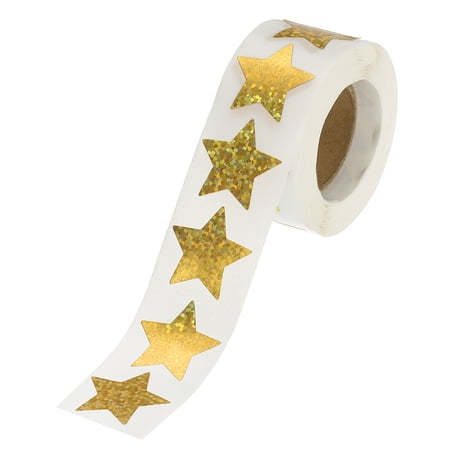 Uxcell 1 Inch Star Stickers Roll, 500 Pcs Self-Adhesive Square Flash Stars Labels for Teacher Office DIY Scrapbook, Yellow