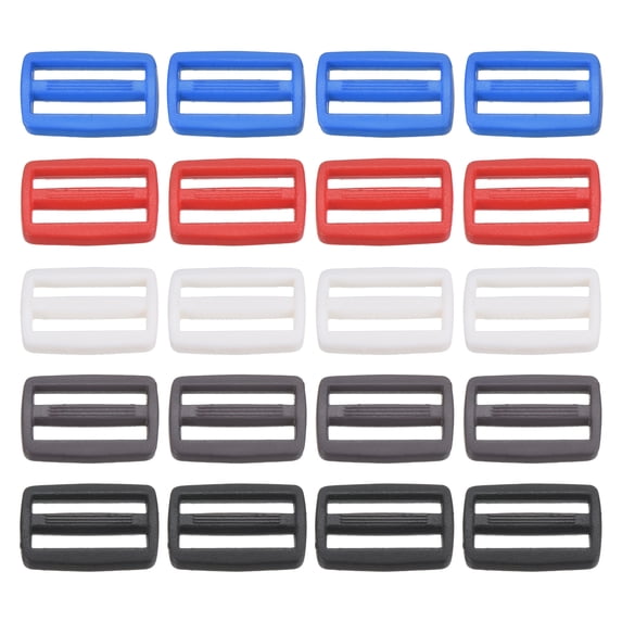 Uxcell 1 Inch Tri-Glide Slide Buckles Webbing Strap Fastener, 5 Colors 25 Pack