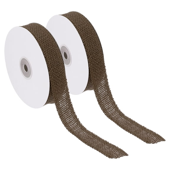 Uxcell 1 Inch Wide 10 Yards Burlap Ribbon, 2pcs Natural Jute Fabric Crafts Roll Gift Wrapping Brown