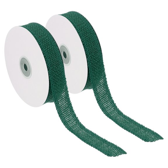 Uxcell 1 Inch Wide 10 Yards Burlap Ribbon, 2pcs Natural Jute Fabric Crafts Roll Gift Wrapping Green