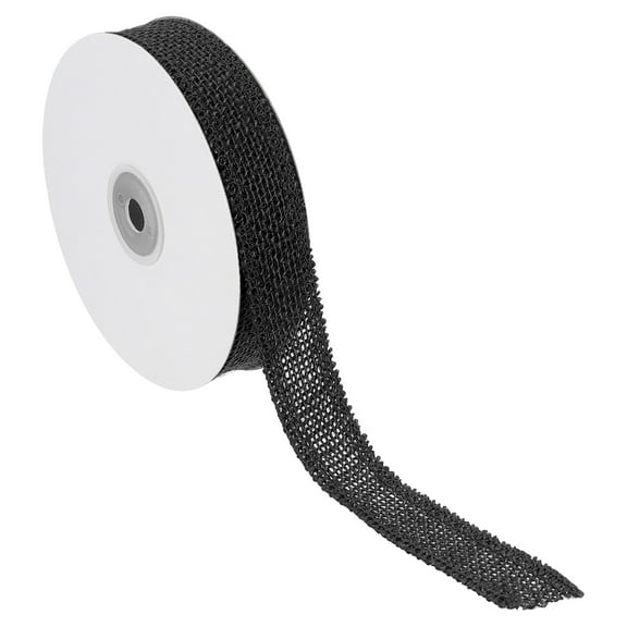 Uxcell 1 Inch Wide 10 Yards Burlap Ribbon, Natural Jute Fabric Crafts Roll Gift Wrapping Black