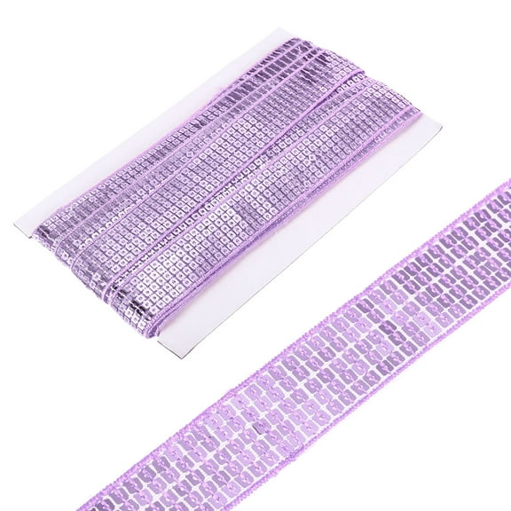 Uxcell 1 Inch x 10 Yards Square Sequins Trim 5 Row Flat Purple Sequin Paillette Fabric Ribbon Trim for Crafts DIY Fringe Sewing
