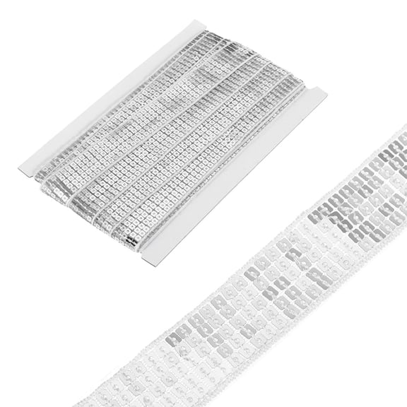 Uxcell 1 Inch x 10 Yards Square Sequins Trim 5 Row Flat Silver Tone Sequin Paillette Fabric Ribbon Trim for Crafts DIY Fringe Sewing