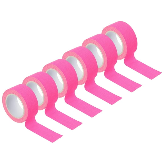 Uxcell 1 Inch x 16 Feet Neon Gaffer Cloth Tape, 6 Roll Fluorescent Blacklight Reactive Glow in the Dark Tape for Dance Floors Glow Party Supplies, Pink