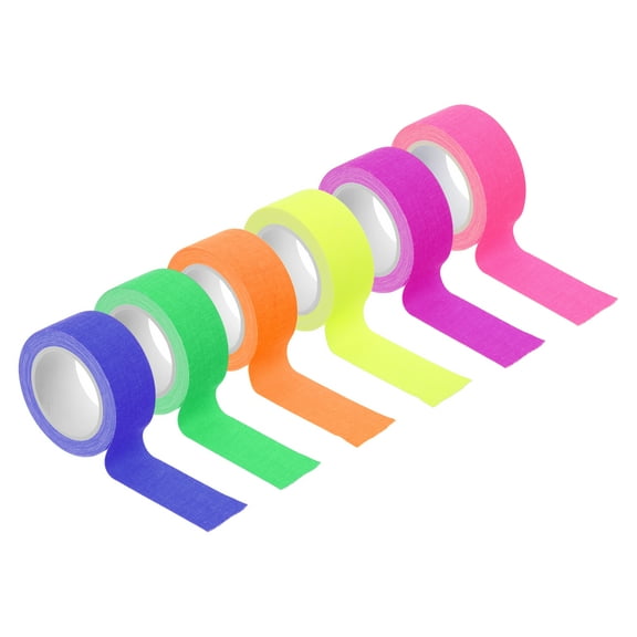 Uxcell 1 Inch x 16 Feet Neon Gaffer Cloth Tape, 6 Roll Rainbow Colors Fluorescent Blacklight Reactive Glow in the Dark Tape for Dance Floors Glow Party Supplies