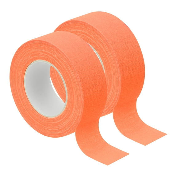 Uxcell 1 Inch x 33 Feet Neon Gaffer Cloth Tape, 2 Roll Fluorescent Adhesive Tape Black Light Glow Tape for Party, Orange