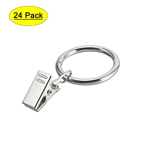 Uxcell 1" Inner Dia 3.5mm Thick Curtain Clip Rings Metal Chrome Plated 24 Pcs