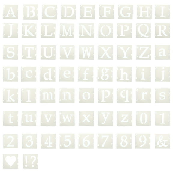 Uxcell 1" Letter Number Stencils, 65Pcs Square Interlock Reusable Letter and Number Stencil Templates for Painting on Wall Wood Fabric Signage, Uppercase & Lowercase Letter Styles