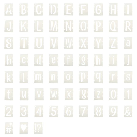 Uxcell 1" Letter Number Stencils, 66Pcs Square Interlock Reusable Letter and Number Stencil Templates for Painting on Wall Wood Fabric Signage, Uppercase & Lowercase Letter Styles