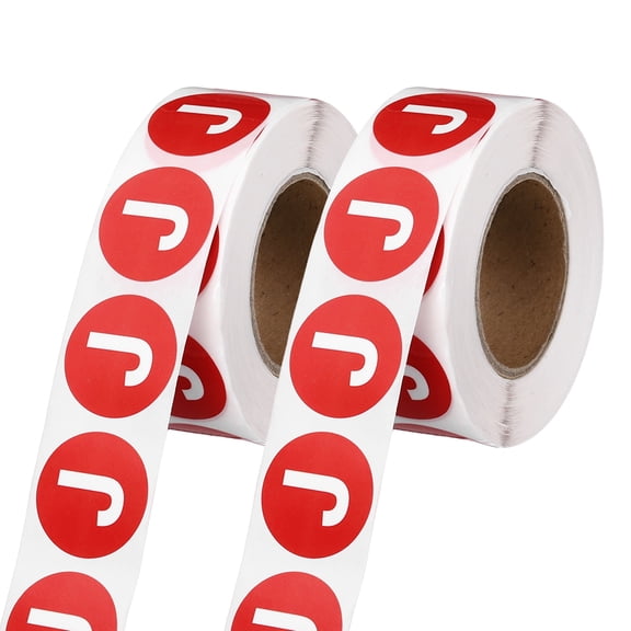Uxcell 1" Letter Stickers, 1200Pcs Alphabet Stickers Letter J Round Labels Small Vinyl Self Adhesive Label Circle Decals 2 Roll Capital Initial for Office Home Organize Inventory, Red