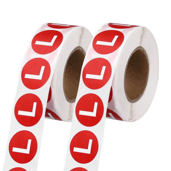Uxcell 1" Letter Stickers, 1200Pcs Alphabet Stickers Letter L Round Labels Small Vinyl Self Adhesive Label Circle Decals 2 Roll Capital Initial for Office Home Organize Inventory, Red