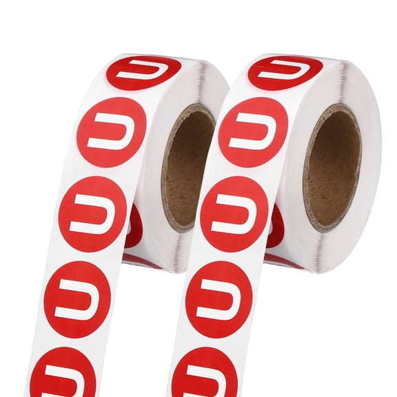 Uxcell 1" Letter Stickers, 1200Pcs Alphabet Stickers Letter U Round Labels Small Vinyl Self Adhesive Label Circle Decals 2 Roll Capital Initial for Office Home Organize Inventory, Red