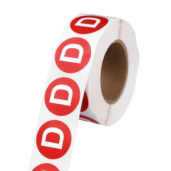 Uxcell 1" Letter Stickers, 600Pcs Alphabet Stickers Letter D Round Labels Small Vinyl Self Adhesive Label Circle Decals 1 Roll Capital Initial for Office Home Organize Inventory, Red