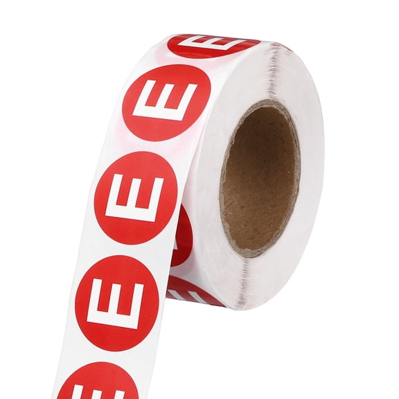 Uxcell 1" Letter Stickers, 600Pcs Alphabet Stickers Letter E Round Labels Small Vinyl Self Adhesive Label Circle Decals 1 Roll Capital Initial for Office Home Organize Inventory, Red