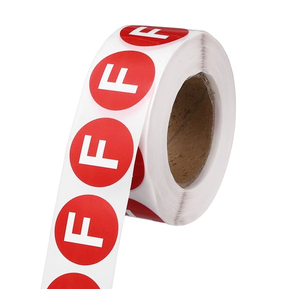 Uxcell 1" Letter Stickers, 600Pcs Alphabet Stickers Letter F Round Labels Small Vinyl Self Adhesive Label Circle Decals 1 Roll Capital Initial for Office Home Organize Inventory, Red