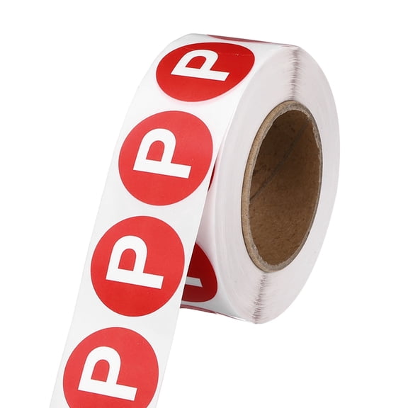 Uxcell 1" Letter Stickers, 600Pcs Alphabet Stickers Letter P Round Labels Small Vinyl Self Adhesive Label Circle Decals 1 Roll Capital Initial for Office Home Organize Inventory, Red