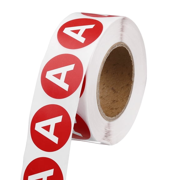 Uxcell 1" Letter Stickers, 600Pcs Alphabet Stickers Letter A Round Labels Small Vinyl Self Adhesive Label Circle Decals 1 Roll Capital Initial for Office Home Organize Inventory, Red